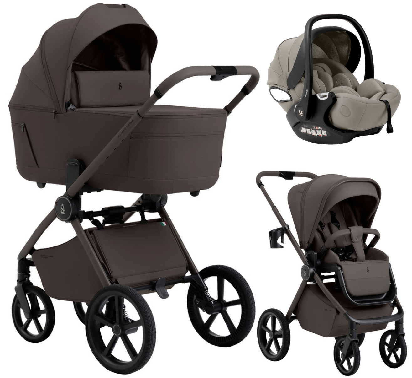 Коляска 3 в 1 Sweet Baby SBL Elegante Therma Colore + автокресло Premier Begie Chocolate Brown