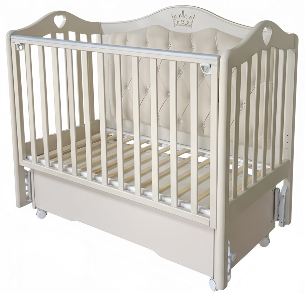 Детская кроватка Кедр Дарина 4 (маятник универсальный, ящик, колесо) кашемир