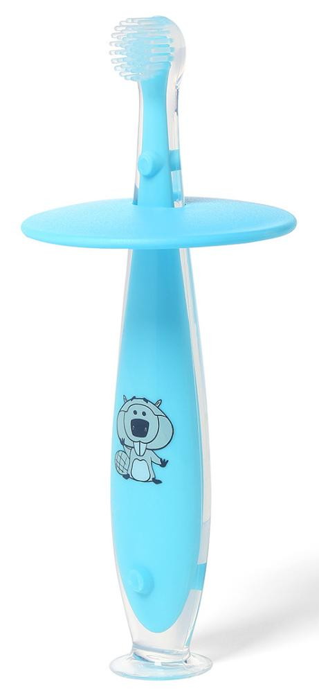 Детская зубная щеточка BabyOno силиконовая 6 мес+ 551/01 голубой