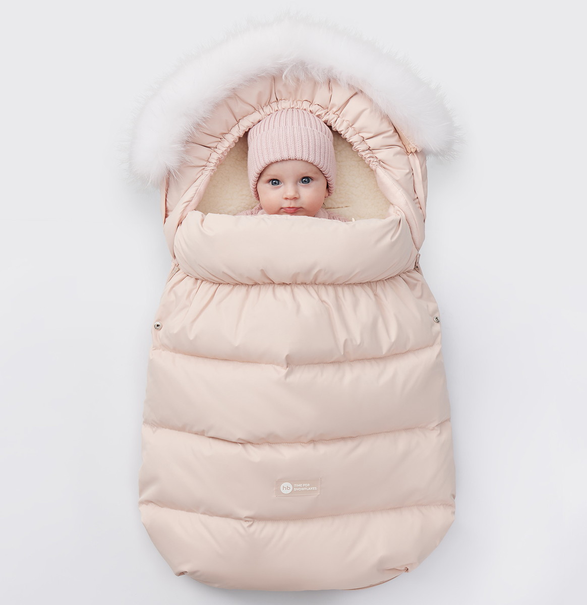 Конверт детский Happy Baby зимний с меховым вкладышем 89082 розовый/pink