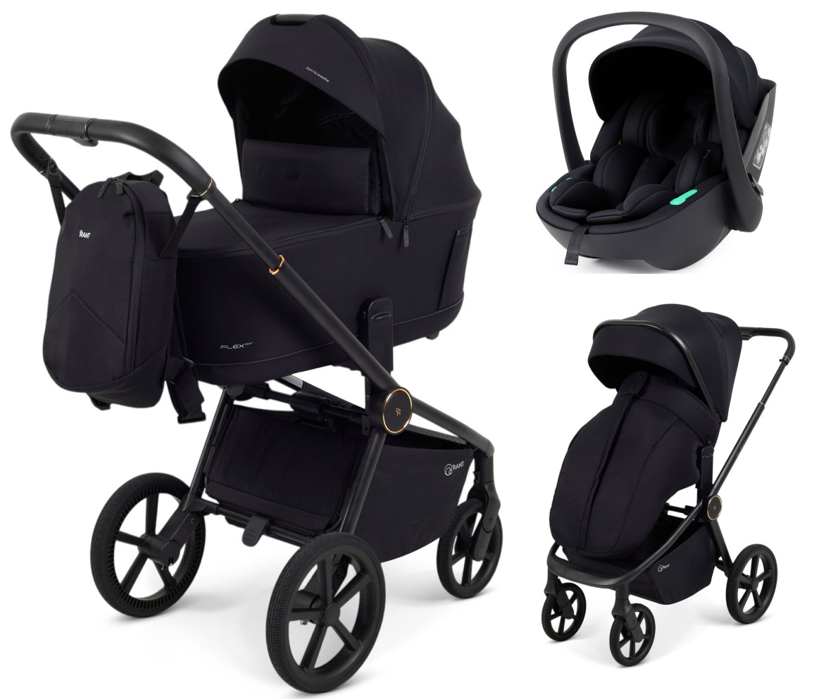Детская коляска Rant Flex Therm Soft 3 в 1 с автокреслом Miro Black Gold Black