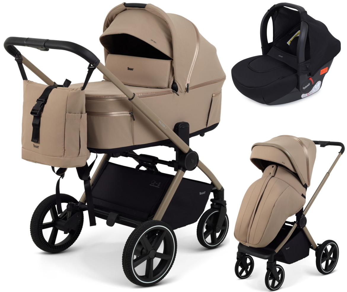 Детская коляска Rant Falcon X 3 в 1 RA126 с автокреслом Cruise Black Beige