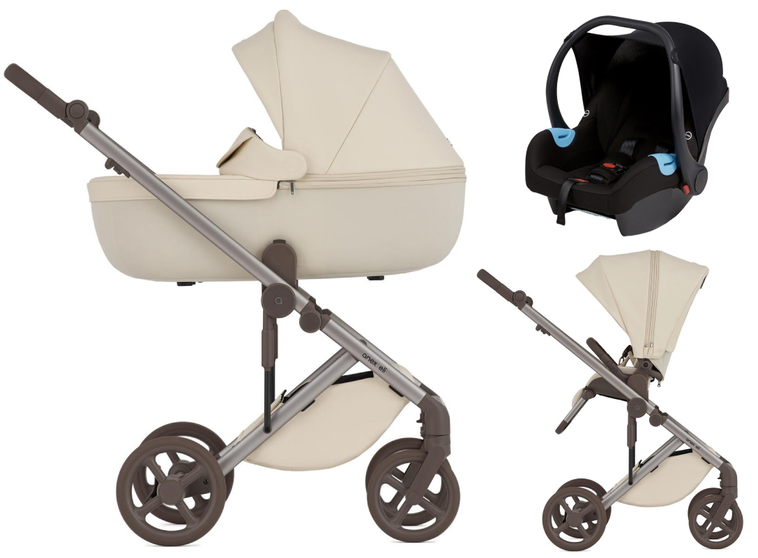 Детская коляска Anex Eli 3 в 1 без рюкзака и автокресло Biuco BC100B Milky