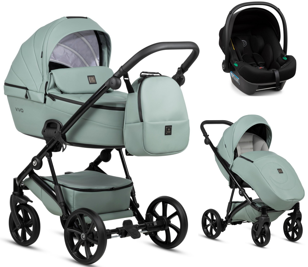Детская коляска Tutis Viva 5 Plus Leather 2024 3 в 1 1452045 Aquamarine