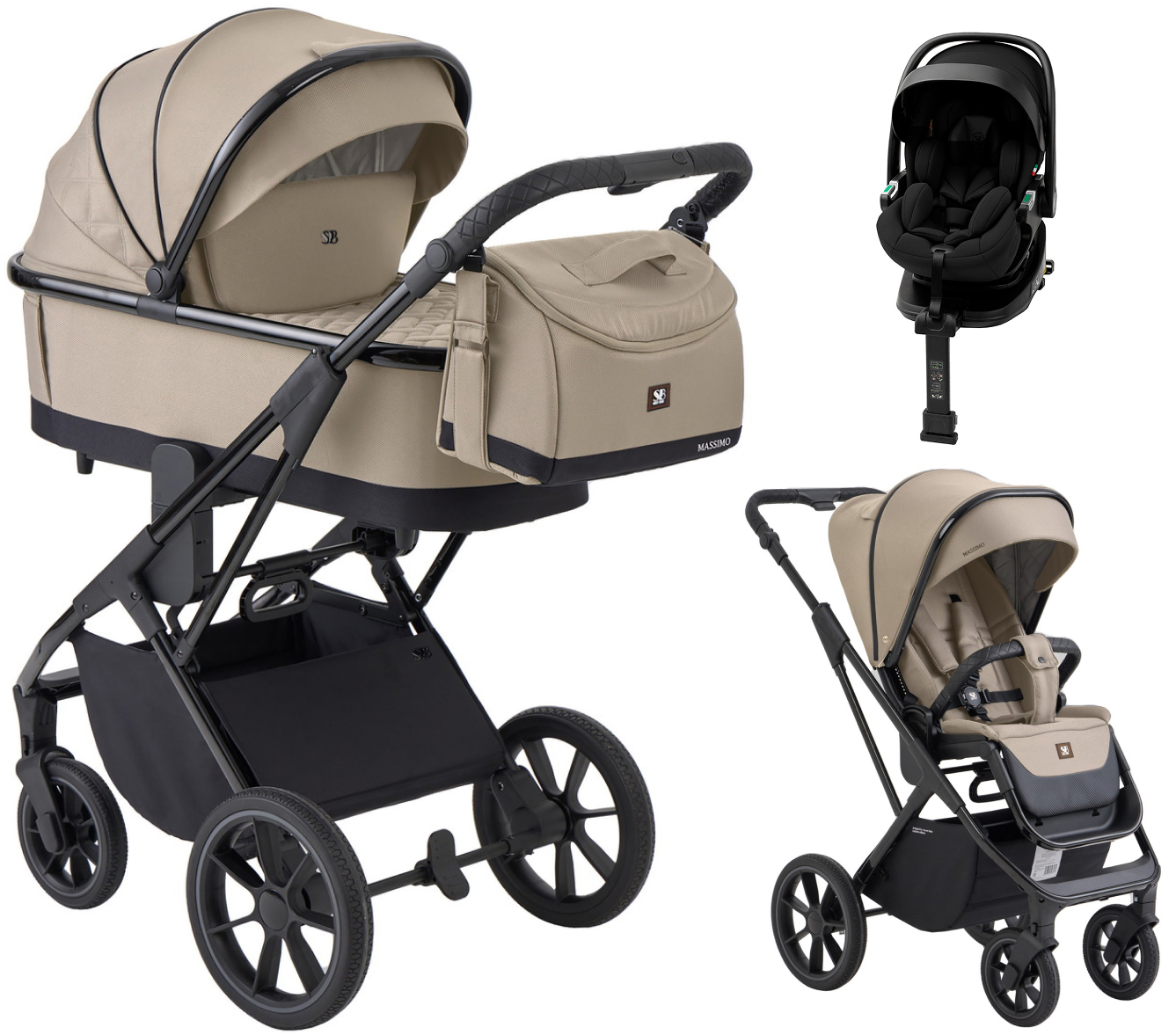 Коляска 3 в 1 Sweet Baby SBL Massimo + автокресло Premier Plus Black Beige