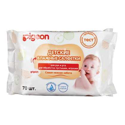 Салфетки влажные Pigeon для рук и рта детские 70 шт.