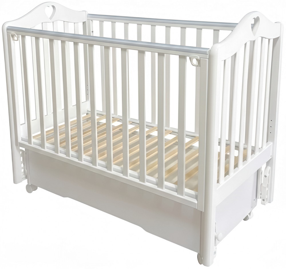 Детская кроватка Антел Дарина 2 (маятник универсальный,колесо) белый