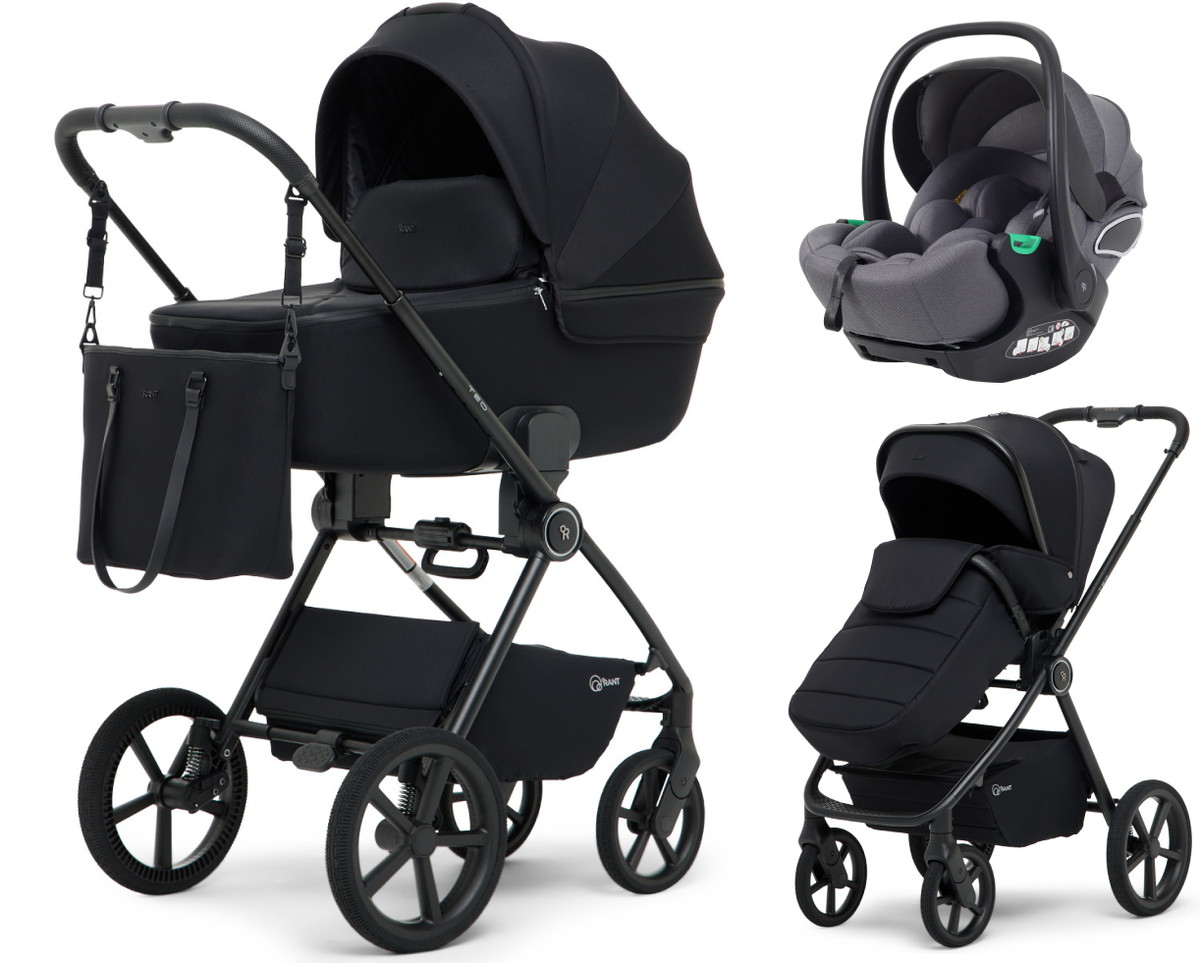 Детская коляска Rant Teo Soft 3 в 1 с автокреслом Evomax Grey Black