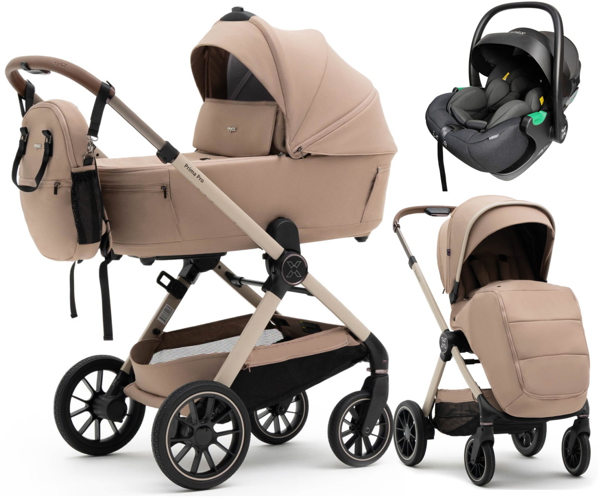 Коляска Agex Prima Pro 3 в 1 с автокреслом i-Safe Black APP232 Beige (Бежевый)