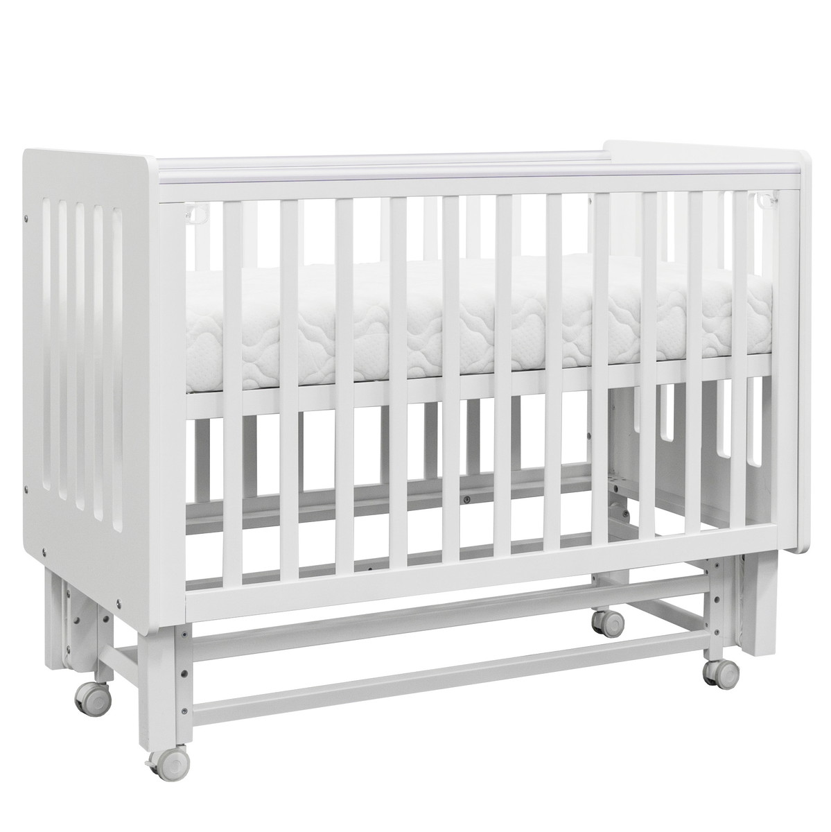 Кровать Antemi Mari 120х60 с маятником Ник 14 б/б Белый + НиК 15 б Белый