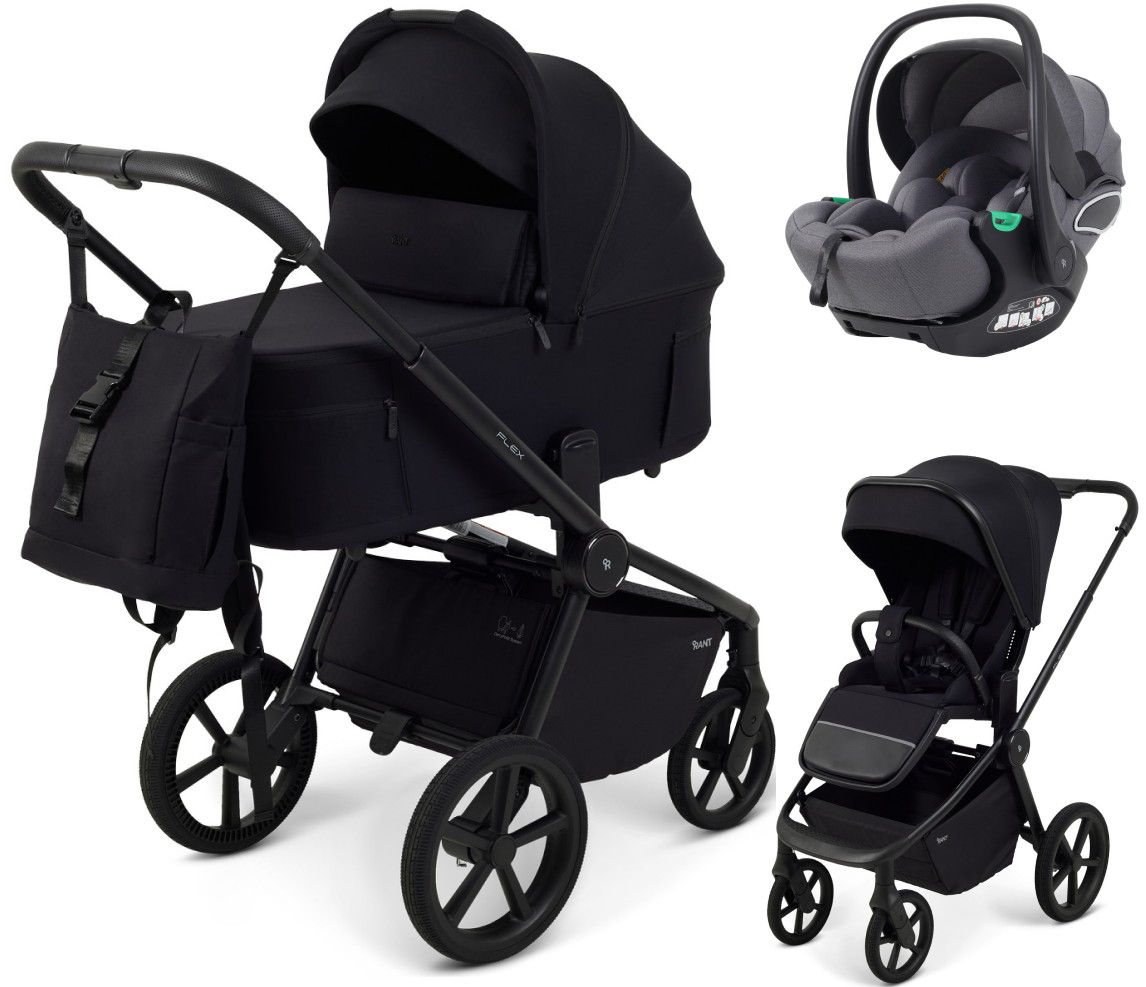 Детская коляска Rant Flex Forma 3 в 1 RA124 с автокреслом Evomax Grey Black Черный