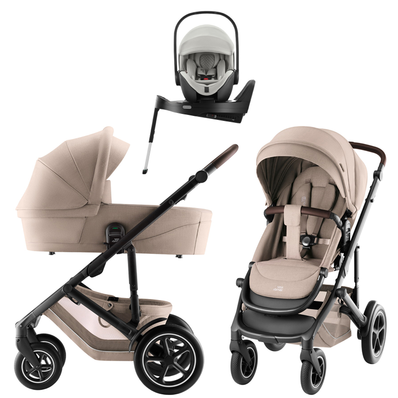 Коляска 3 в 1 Britax Roemer Smile 5Z Style и автокресло Baby-Safe PRO LUX Linen Grey + Vario Base 5Z Teak