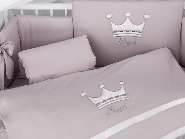 Комплект постельного белья Lepre, Royal Dream, 125х65, 6 предм. серый