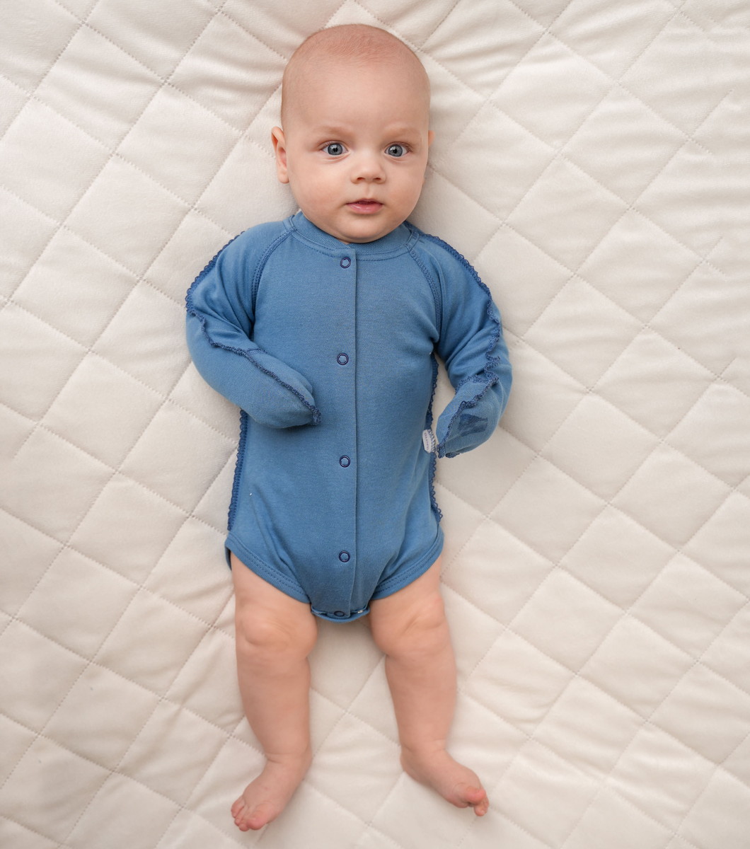 Боди Папитто на кнопках интерлок однотонный И37-329н Синий 62