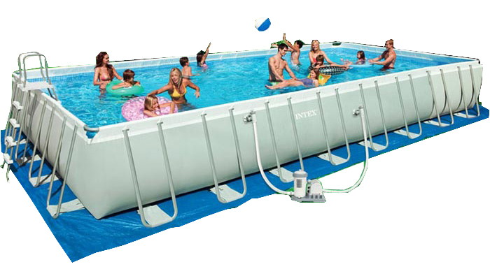 Бассейн ультра.каркас.прямоуг. Intex 732х366х132см наб.(видео,насос-фильтр,лест.,настил с28362