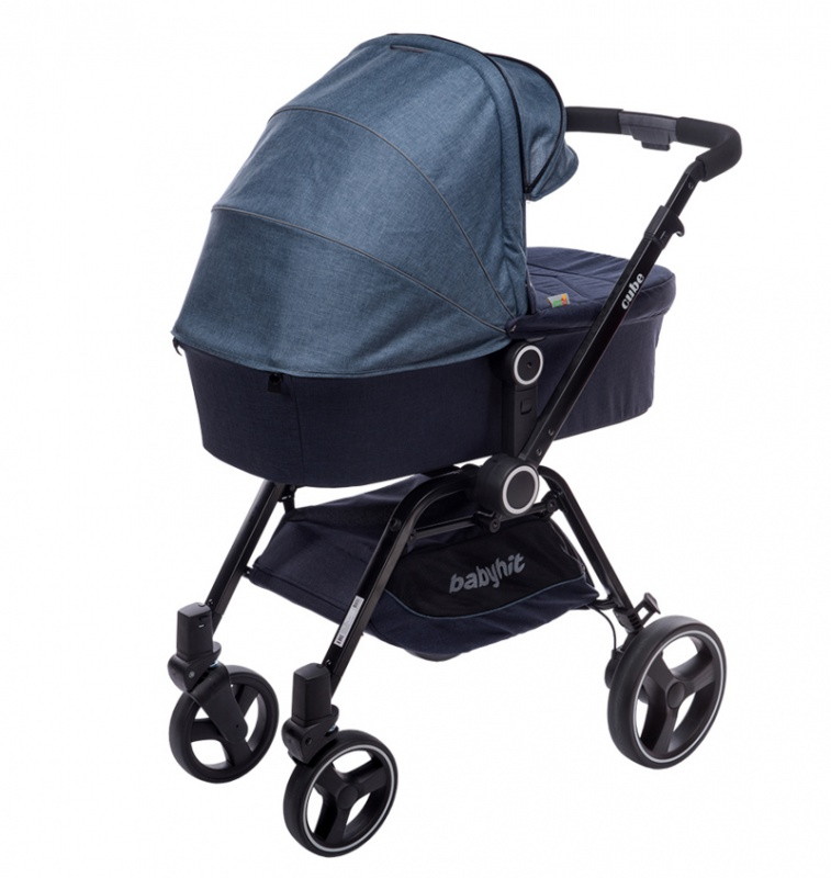 Детская коляска BabyHit Cube 2 в 1 синий лён (LINEN BLUE)
