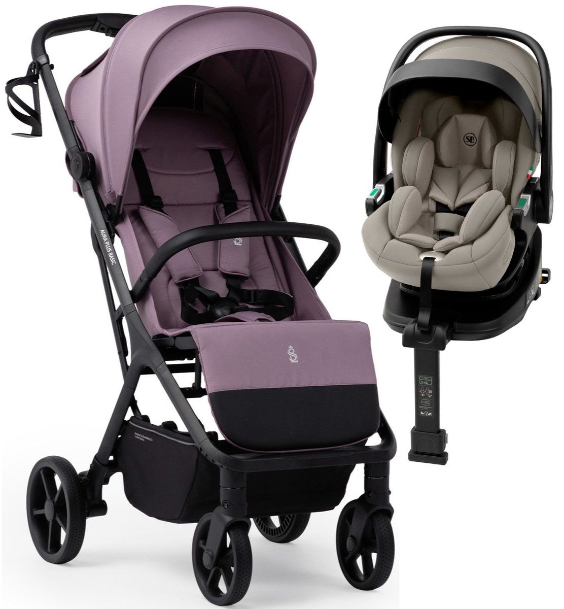Прогулочная коляска Sweet Baby Aura Plus Basic SBL + автокресло Premier Plus Begie Rose