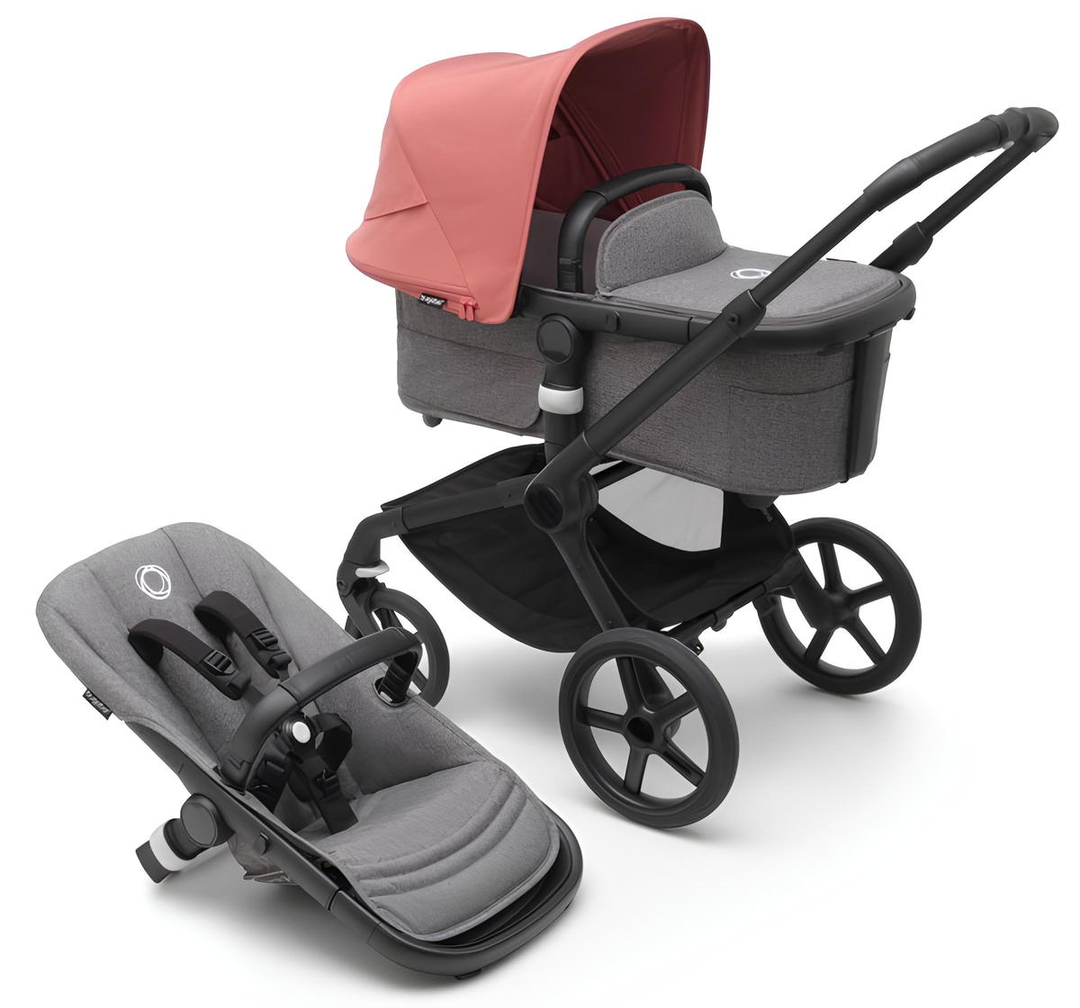 Детская коляска Bugaboo Fox 5 2 в 1 Black/Grey Melange/Sunrise Red