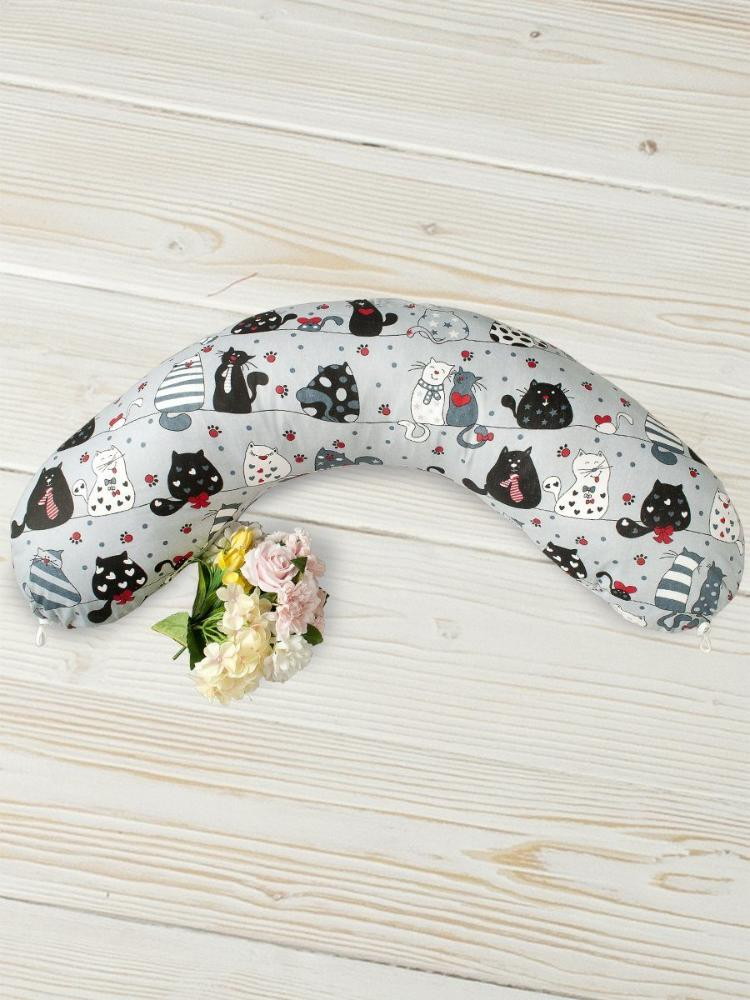 Подушка для беременных AmaroBaby 170x25 см котики серый