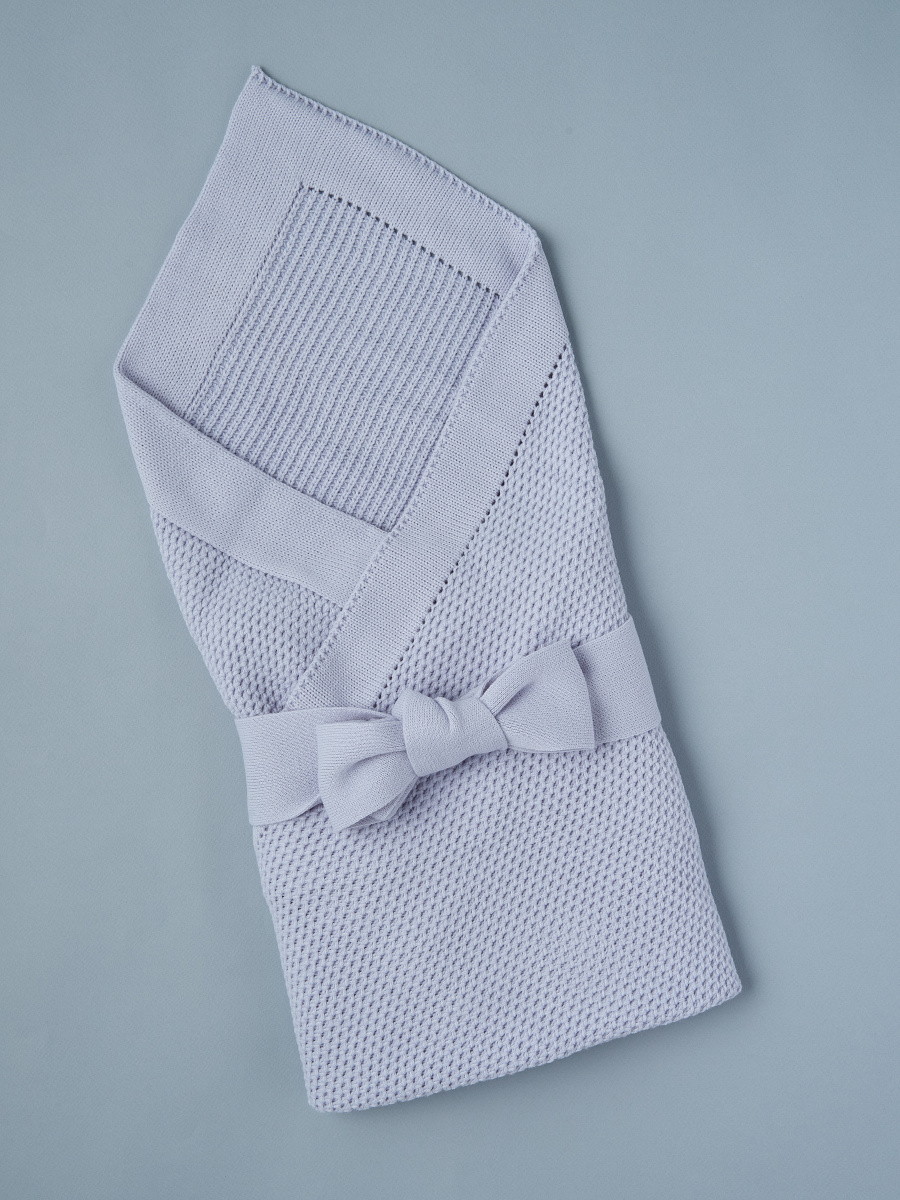 Плед вязаный и лента Little Star Классика 90х90 см голубой