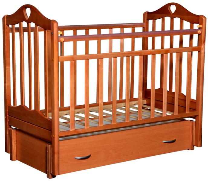 Детская кроватка Антел Каролина 6 (маятник продольный) 120x60см орех