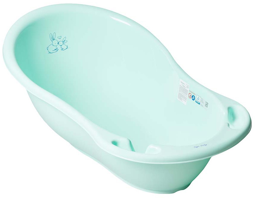 Детская ванна Tega Baby Little Bunnies (Кролики) со сливом 86 см KR-004-105 мятный