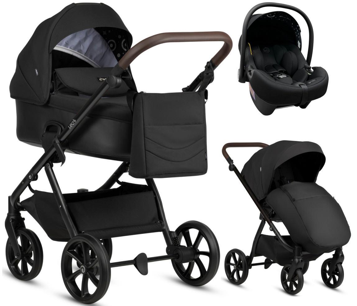 Детская коляска Tutis Leo 3 Plus 3 в 1 с автокреслом Elo Lux EduSky Black 1582201 Black