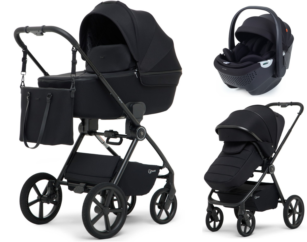 Детская коляска Rant Teo Soft 3 в 1 с автокреслом Aster Zero Black Black