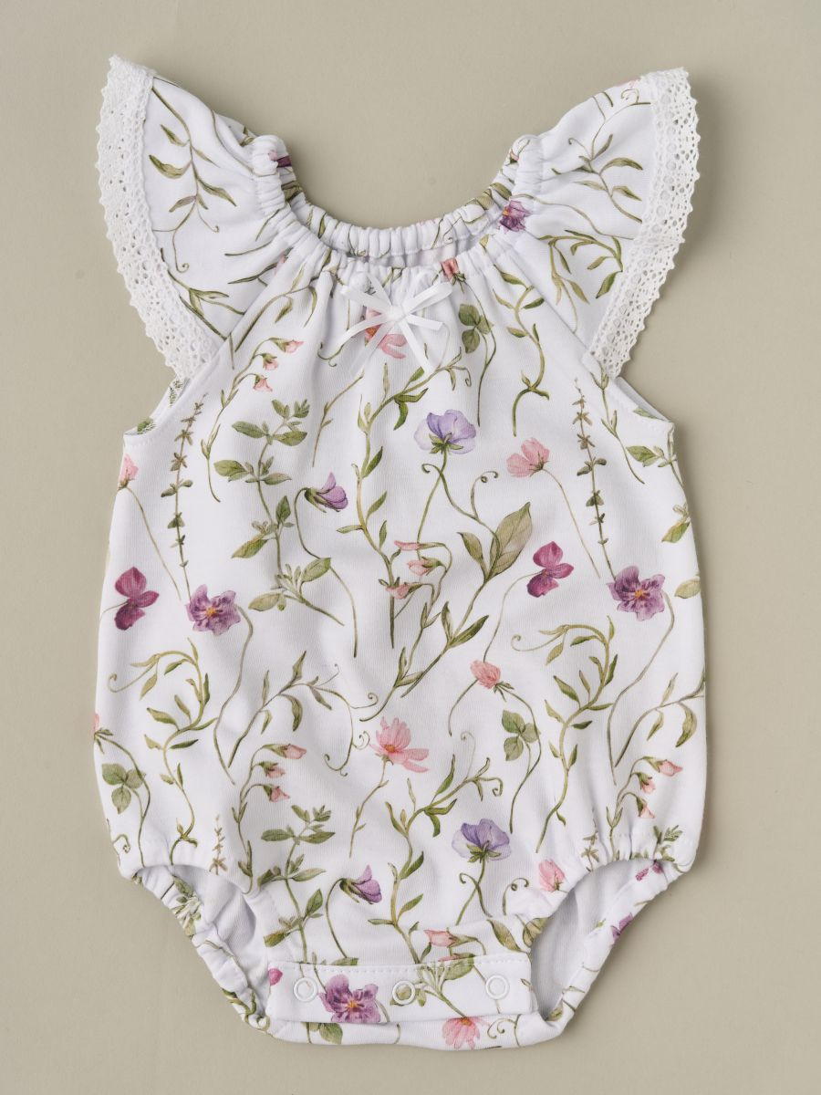 Боди с крылышками Little Star Полевые цветы 3732 (ЧЗ-мз) белый 68
