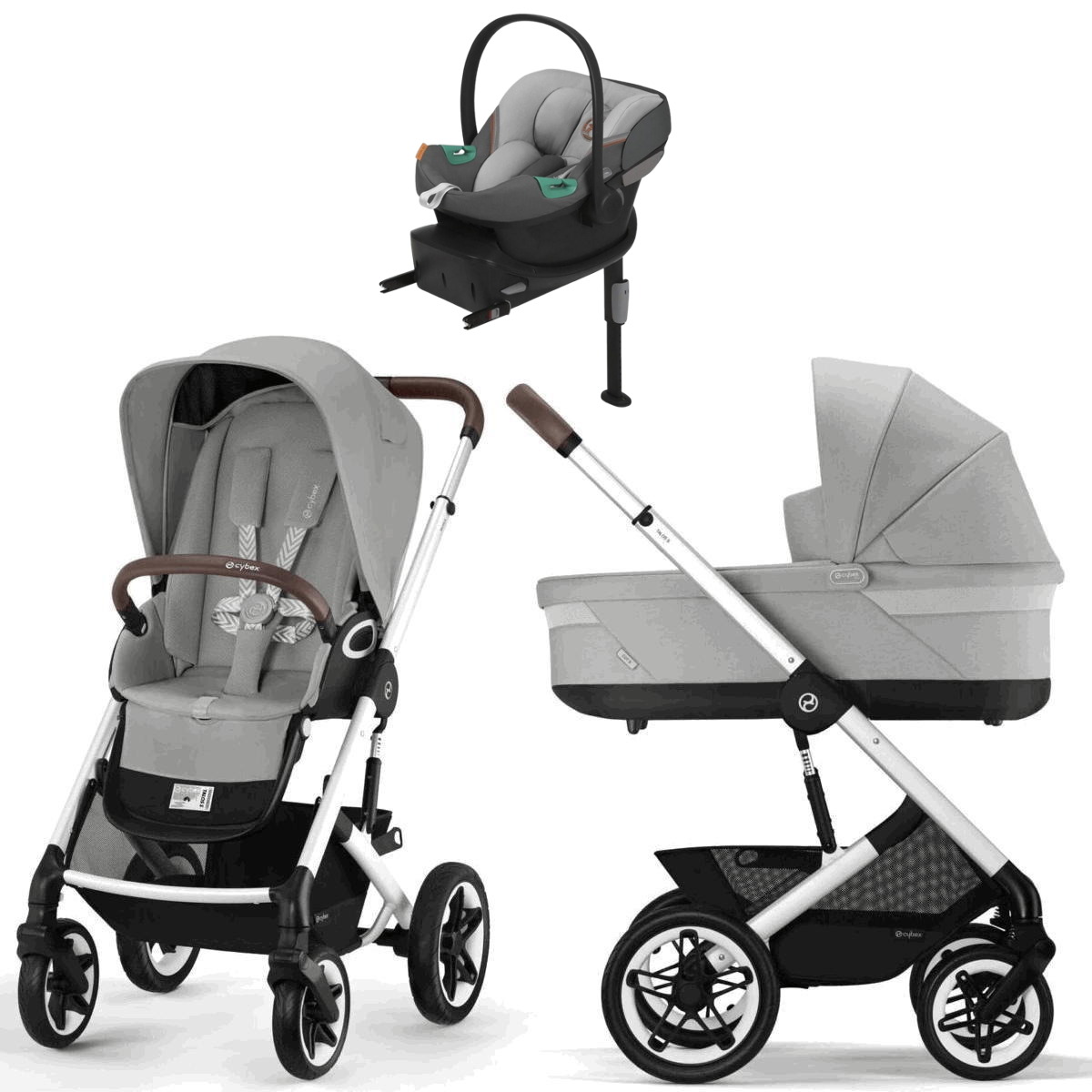 Коляска Cybex Talos S Lux SLV complete Aton S2 Lava Grey Base One 4 в 1 Stone Grey с дождевиками