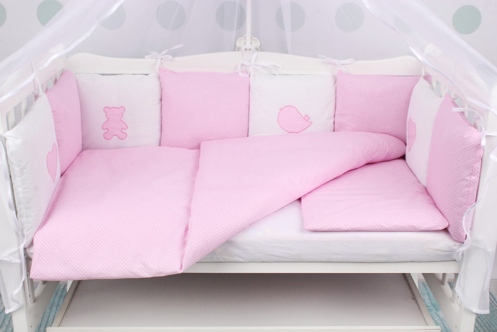 Комплект в кроватку AmaroBaby Кроха Premium 18 предметов розовый