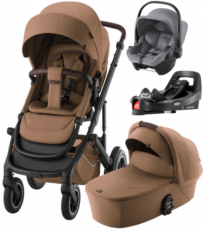 Коляска 4 в 1 Britax Roemer Smile 5Z LUX и автокресло Baby-Safe Core Frost Grey + Vario Base 5Z Warm Caramel