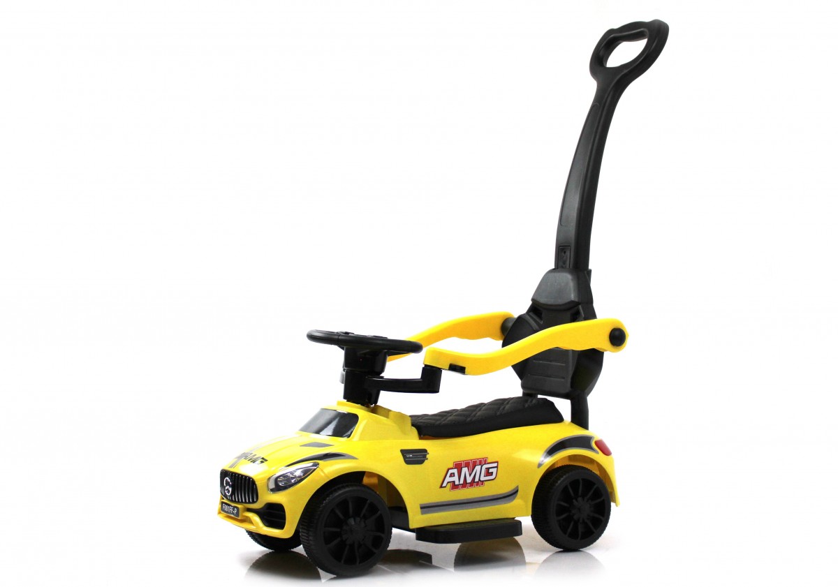 Детский толокар RiverToys F001FF-P с родительской ручкой желтый