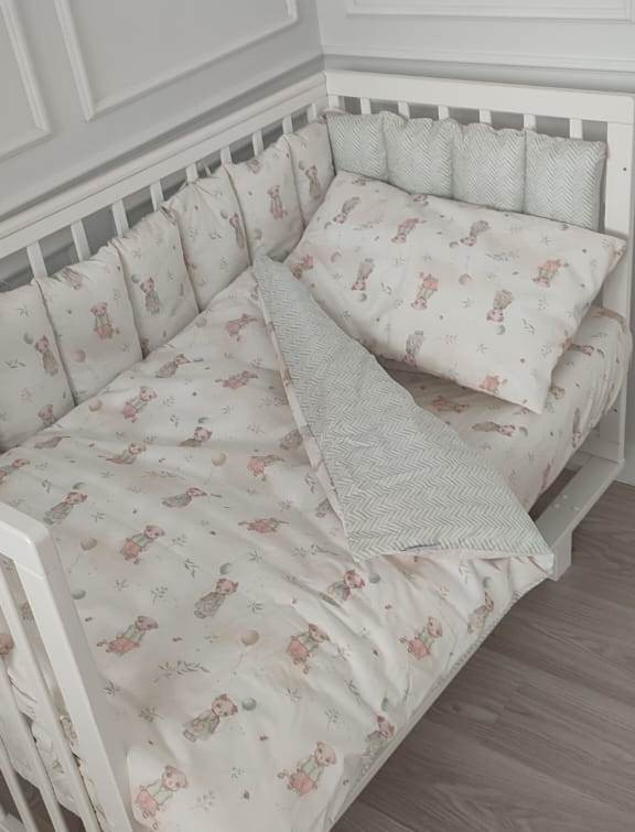 Комплект в кровать Lappetti Винтаж для прямоугольной кроватки 6 предметов оливковый