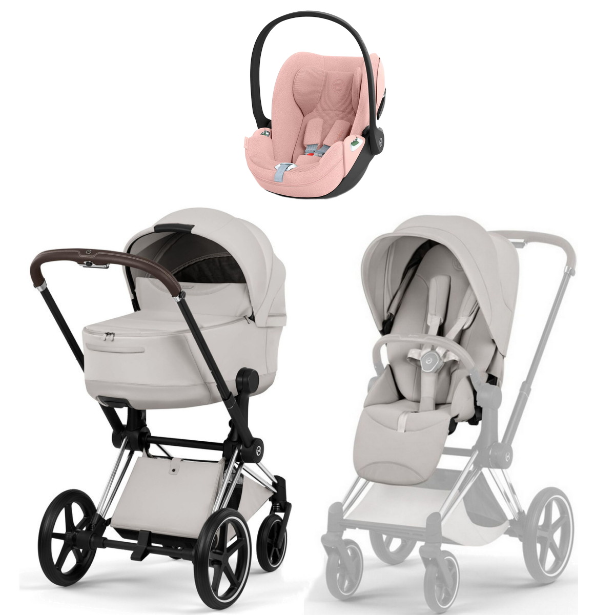 Коляска Cybex Priam V Chrome Style Cloud T Peach Pink Plus 3 в 1 City Grey