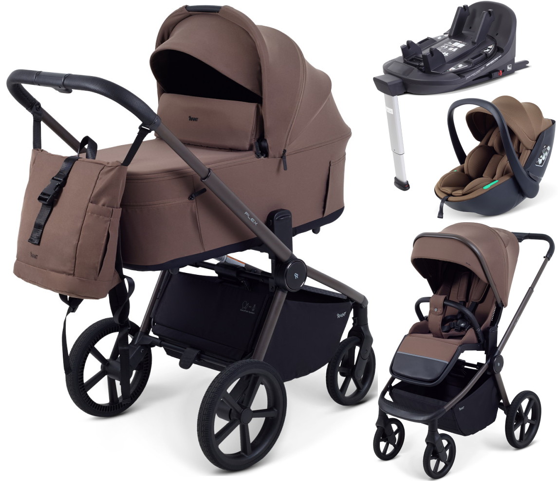 Детская коляска Rant Flex Forma 4 в 1 RA124 с автокреслом Miro Moca и базой Beige Бежевый