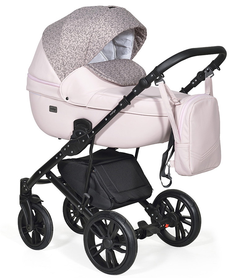 Детская коляска Indigo Mio 2 в 1 Mi 04 св.розовая кожа+розовый узор