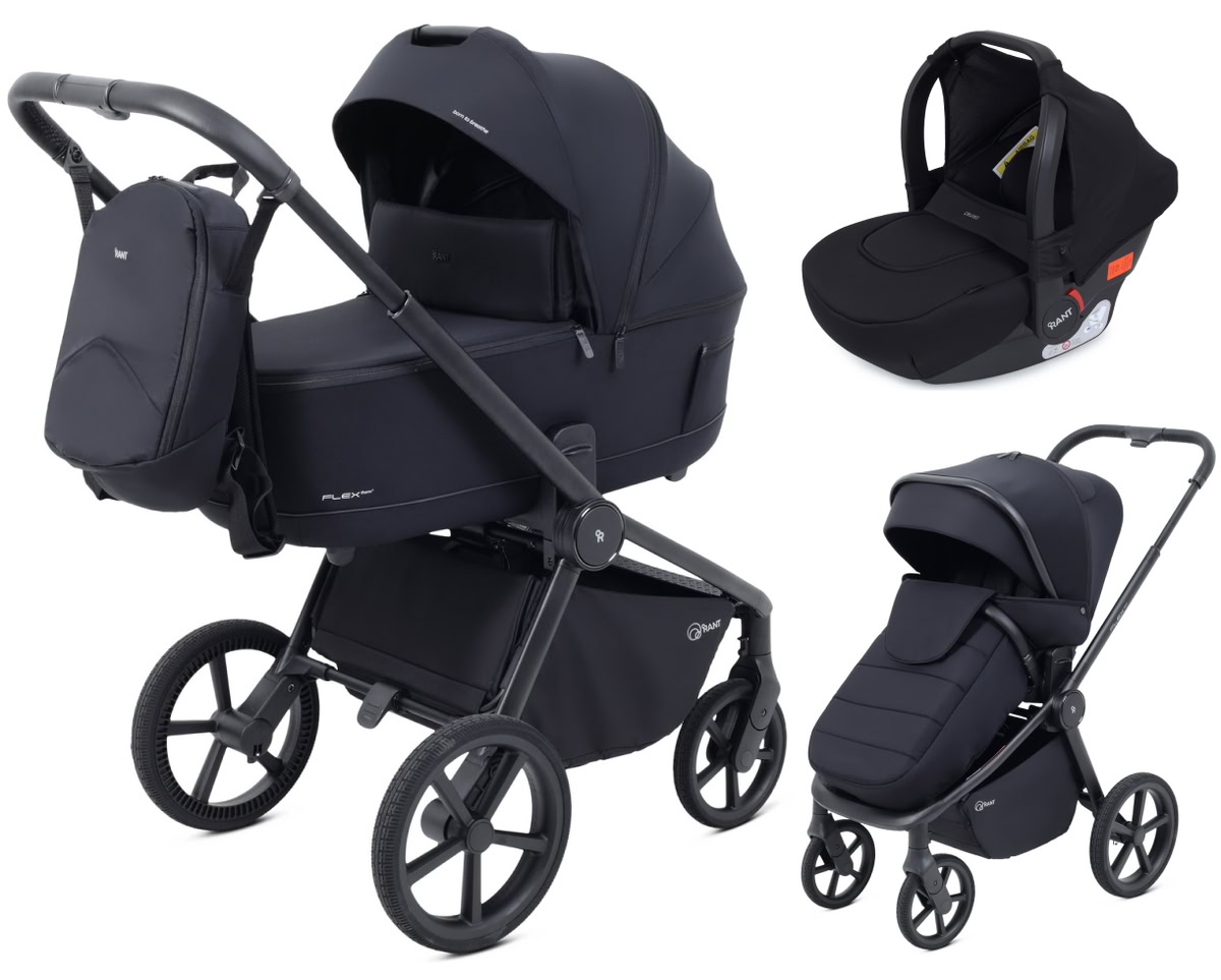 Детская коляска Rant Flex Therm Soft 3 в 1 с автокреслом Cruise Black Midnight Black