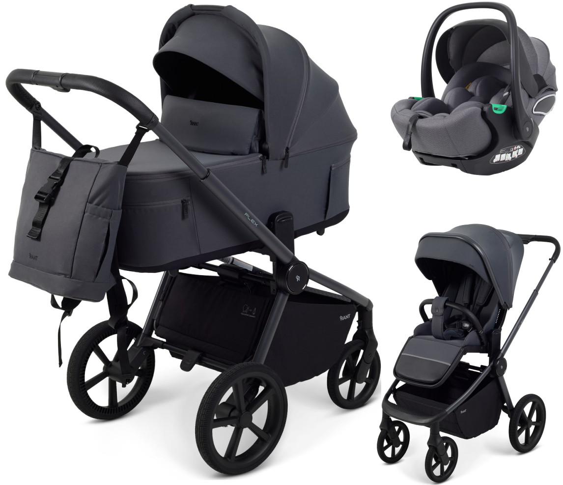 Детская коляска Rant Flex Forma 3 в 1 RA124 с автокреслом Evomax Grey Graphite графит
