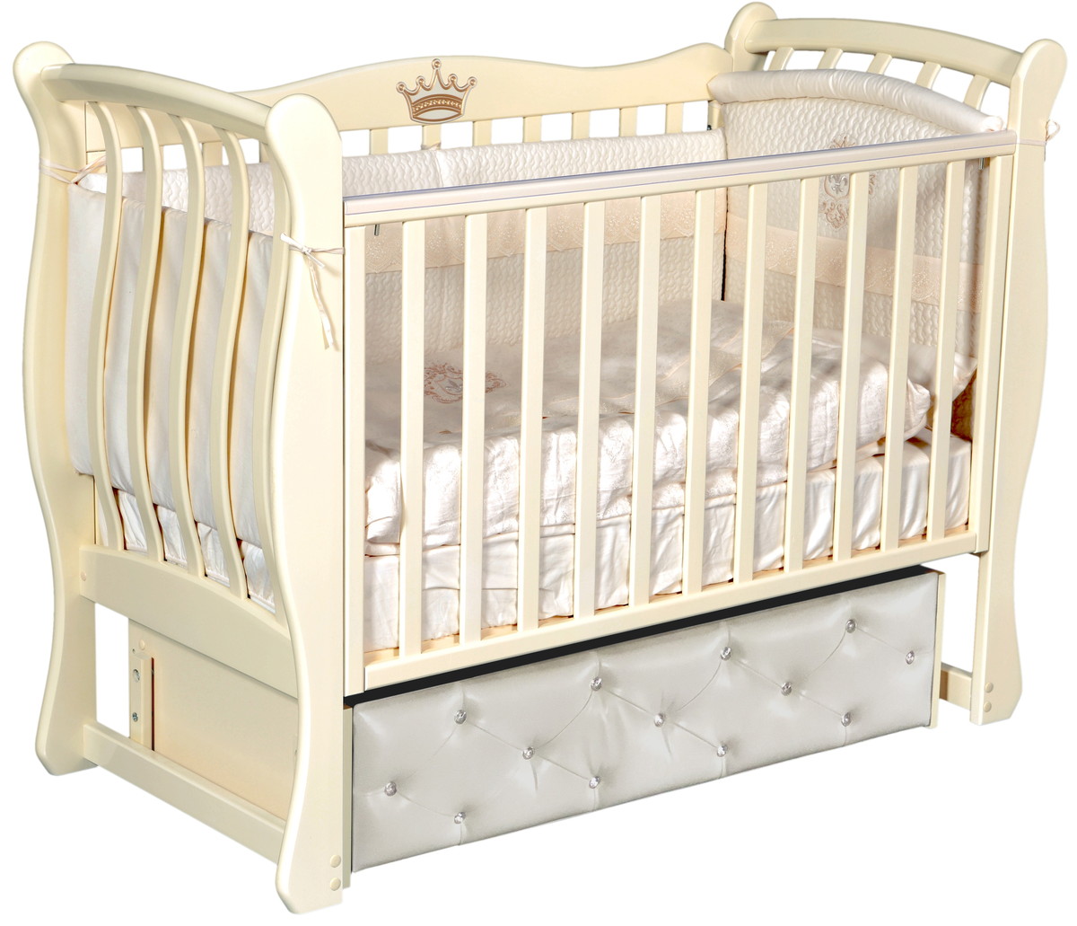 Детская кроватка Антел Luiza-3 (маятник универсальный, с мягким фасадом) слоновая кость