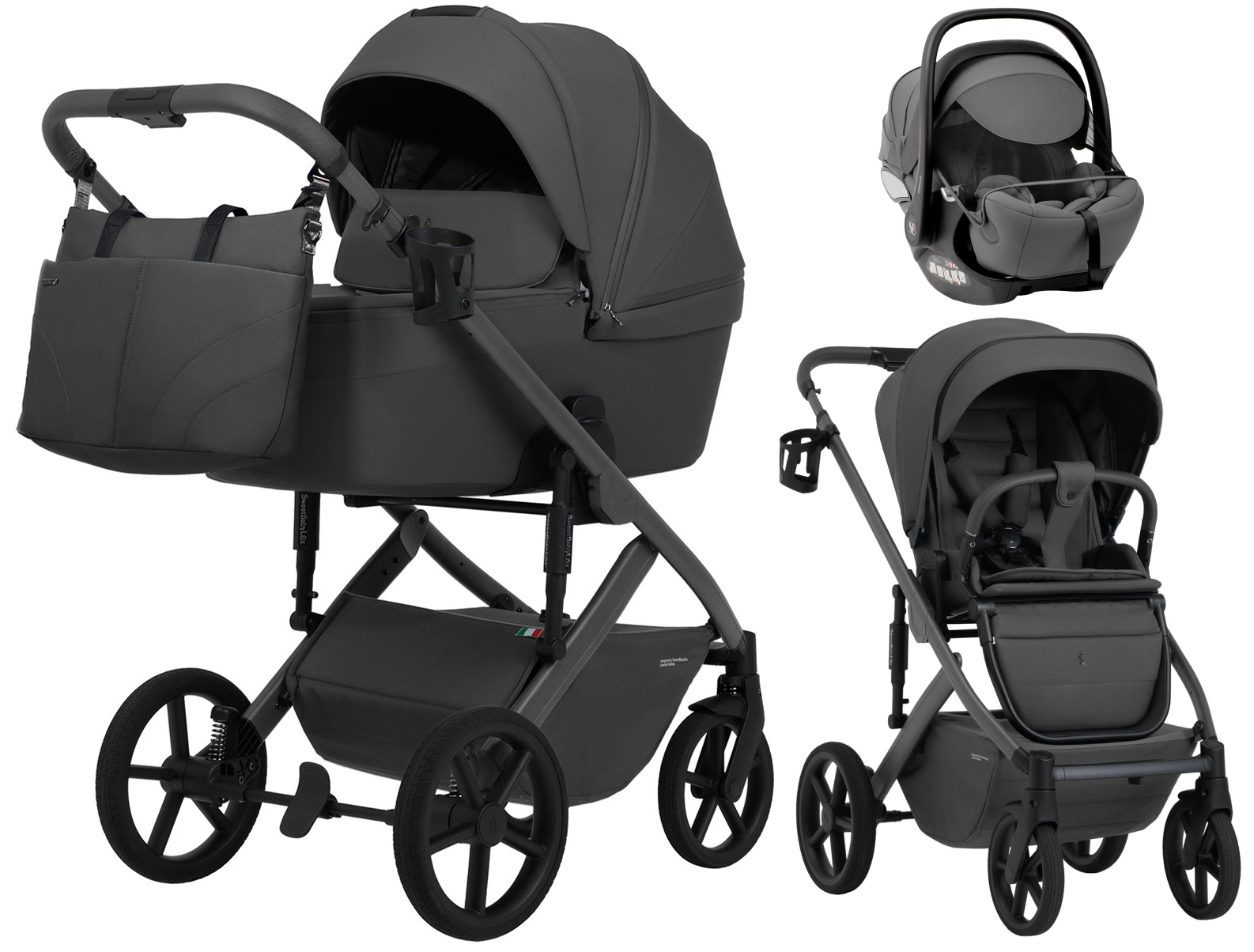 Коляска 3 в 1 Sweet Baby SBL Dolce + автокресло Premier Grey Dark Grey