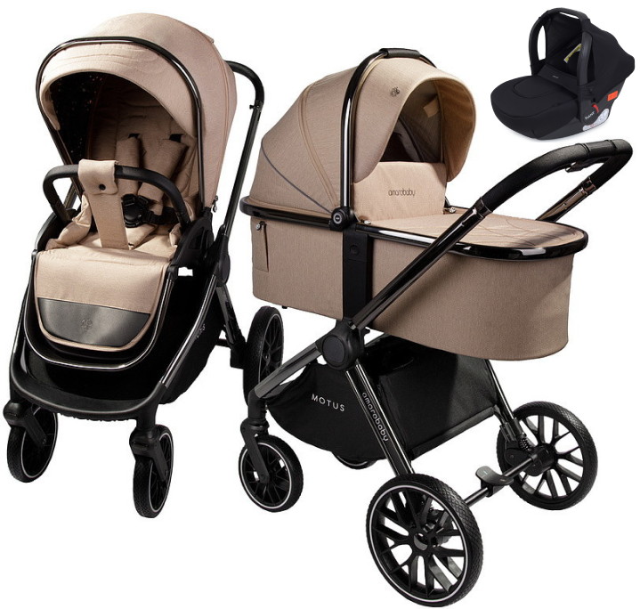Детская коляска AmaroBaby Motus V2 3 в 1 с автокреслом Rant Cruise Black мокко