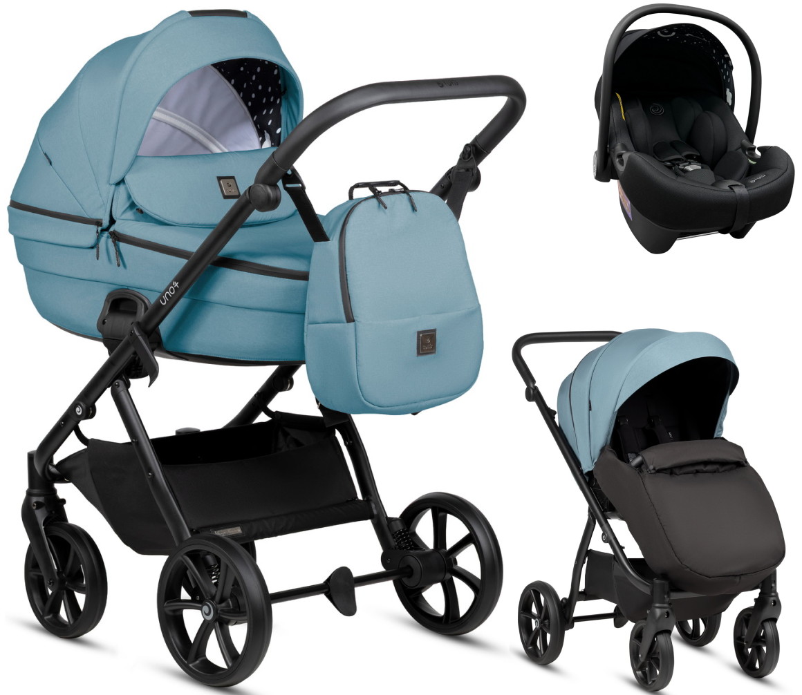 Детская коляска Tutis Uno 6 Plus Essential collection 3 в 1 с автокреслом Elo Lux EduSky Black 1602143 Menta с сумкой