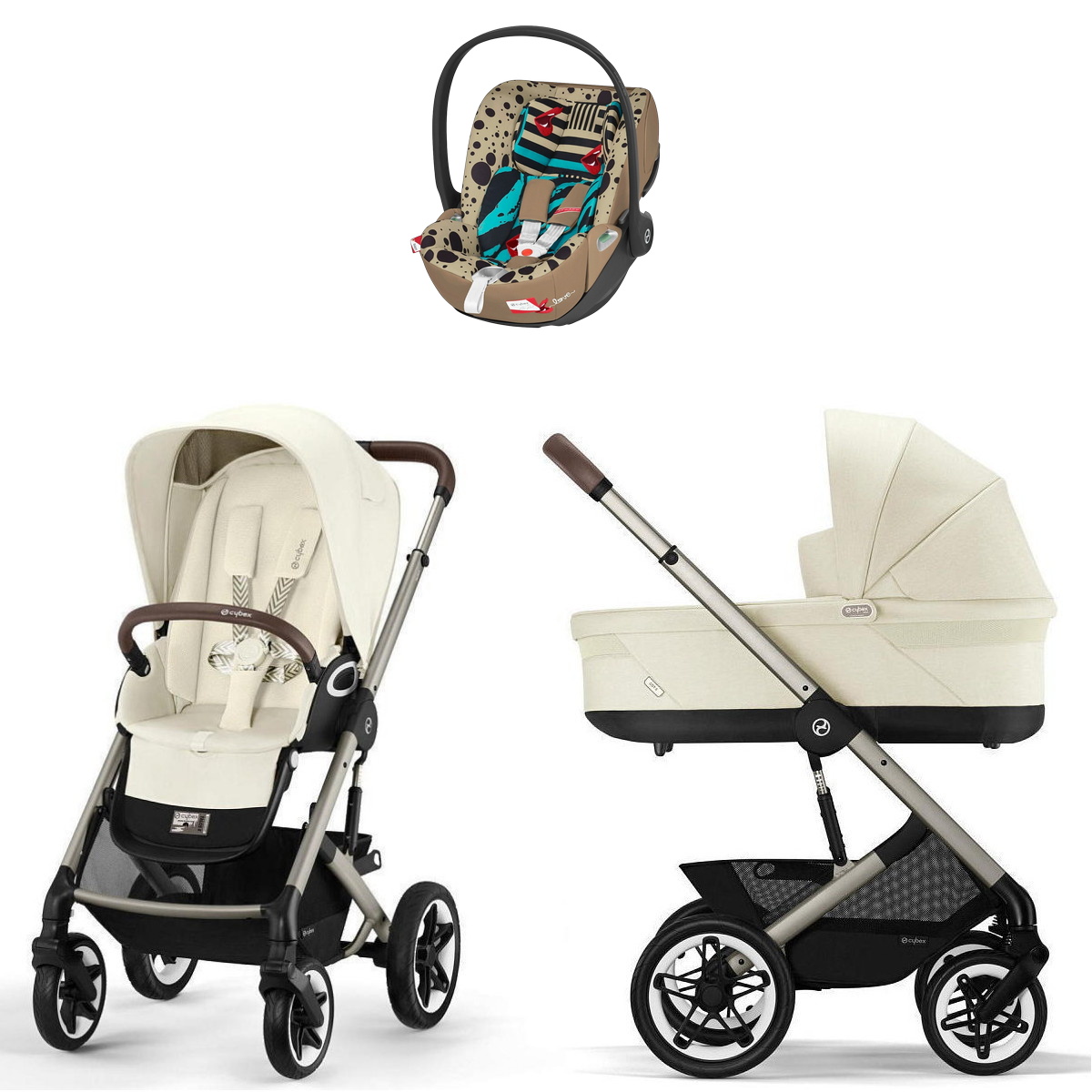 Коляска Cybex Talos S Lux TPE complete Cloud T One Love 3 в 1 Seashell Beige с дождевиками