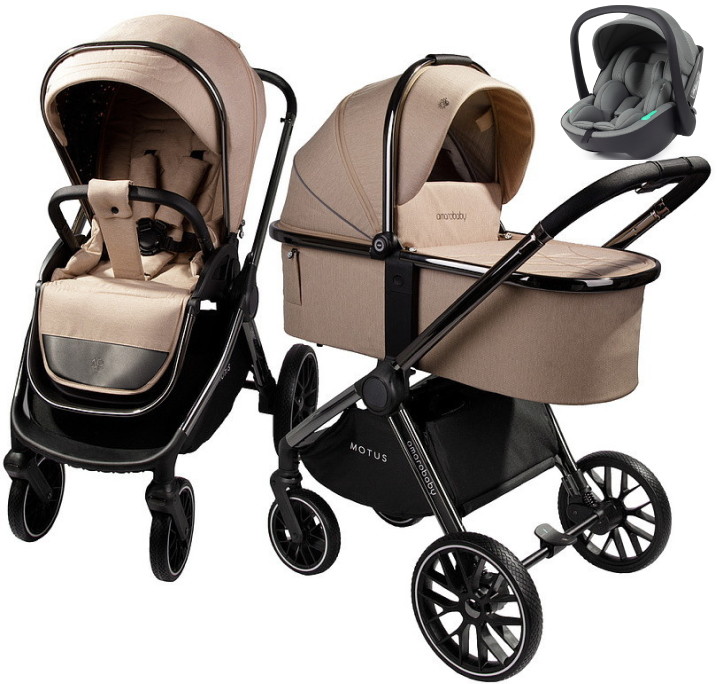 Детская коляска AmaroBaby Motus V2 3 в 1 с автокреслом Rant Miro Olive мокко