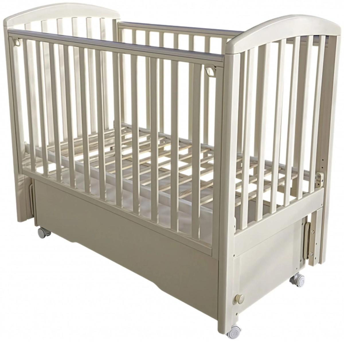Детская кроватка Кедр Люси 2 (маятник универсальный, колесо) слоновая кость