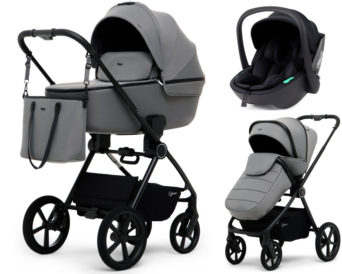 Детская коляска Rant Teo Soft 3 в 1 с автокреслом Miro Black Grey