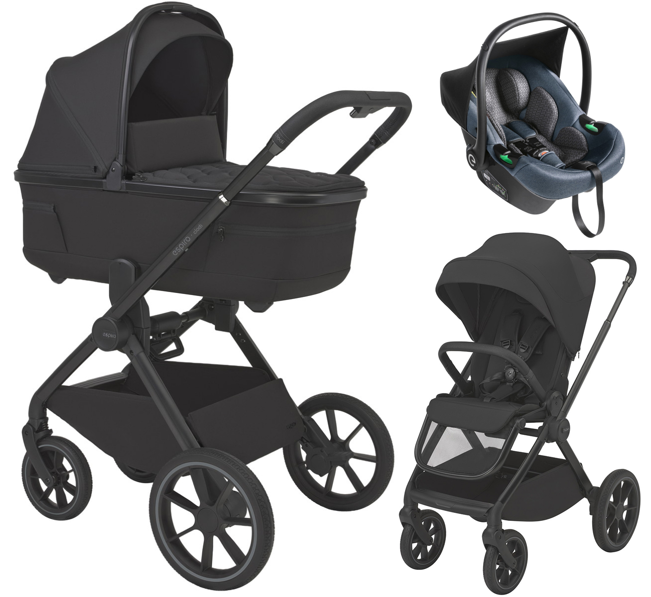Детская коляска 3 в 1 Espiro Clodi и автокресло Pi Gray blue 10 trendy black