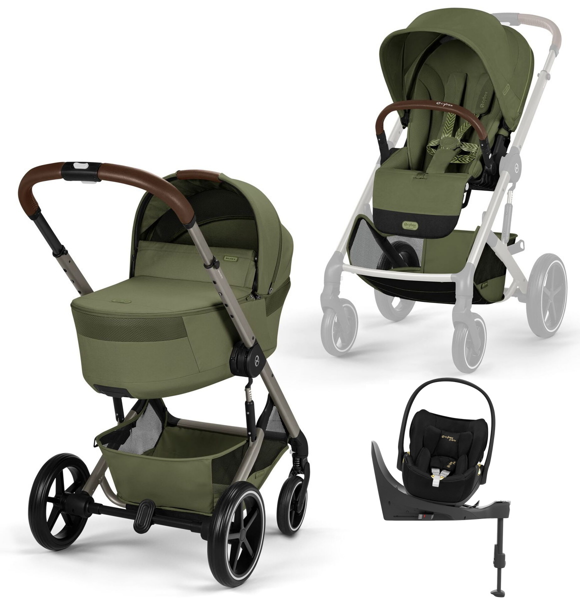 Коляска Cybex Balios S Lux Fold Cot TPE Cloud T Jeremy Scott Wings Base T 4 в 1 Moss Green с дождевиками