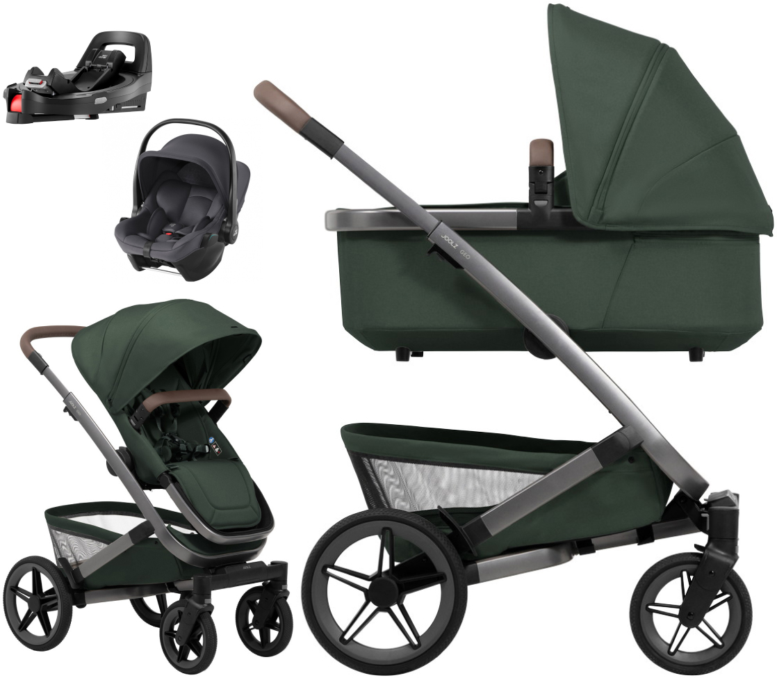 Детская коляска 4 в 1 Joolz Geo5 и автокресло Baby-Safe Core Midnight Grey2 и база Vario Base 5Z Forest Green